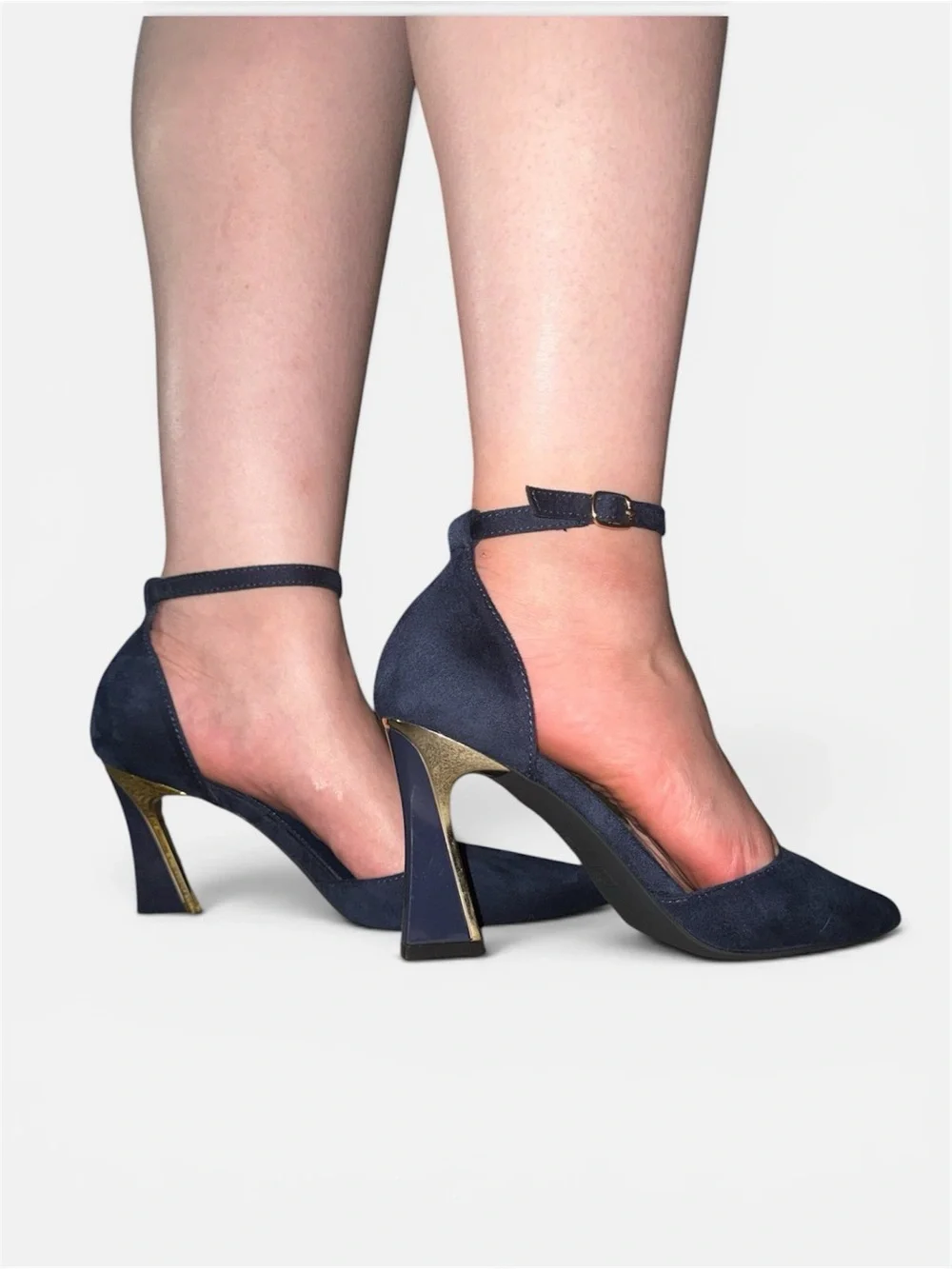 Women's Navy Suede Ankle-Strap Heels size 8.5
